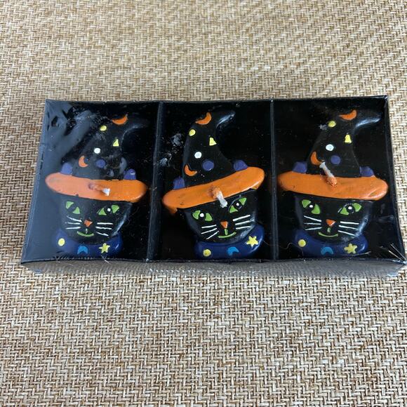 Halloween Floating Candles Set of 3 New Sealed Witch Cauldron Black Cat Decor - Picture 2 of 4
